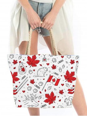 Canvas Canada Maple Leaf Print Shoulder Tote